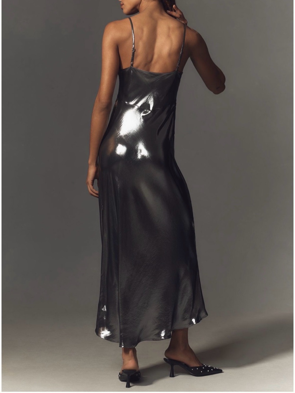 Anthropologie Metallic Slip Midi Dress - Picture 2 of 7